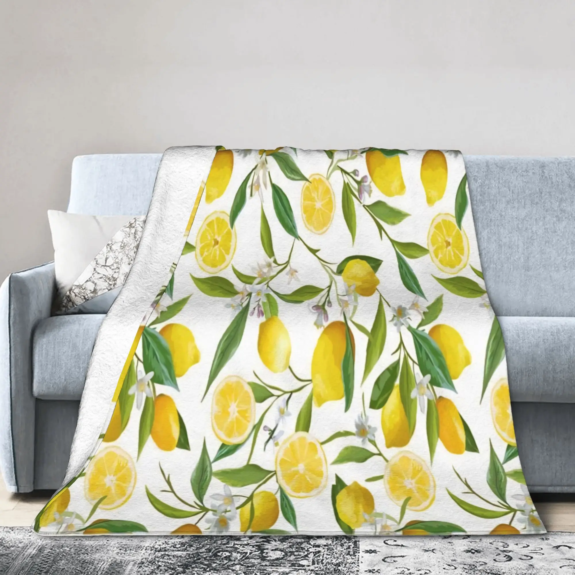 Lemon Sicily Rectangle Blanket Lightweight Thin Flannel Comfortable Present  Throw Blanket Bedspread