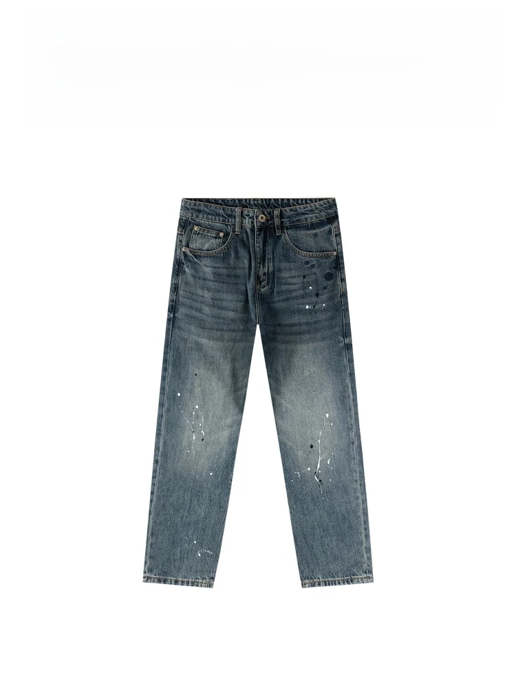 

BAIRBAOLIY Vintage Waed Straight Leg Jeans Street Sle High Waist Cotton Denim Moisture ng Spring 2025 Men's Faion