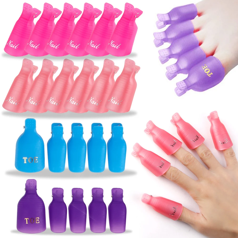 5/10Pcs Plastic Nail Clips UV Gel Polish Remover Wraps Semi-Permanent Cleaner Nail Degreaser Foot Toe Soak Off Cap Nail Art Tool