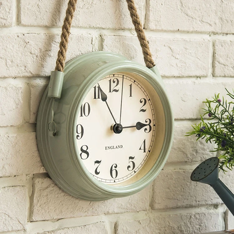 8 inch American country Simplicity Hemp rope Wall Clock Exquisite Living Room Bedroom Iron Clock Moistureproof Quartz Watch