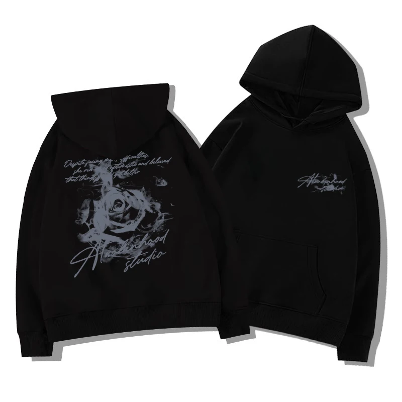 Rose Flower Men Women Hoodie Pullover Outdoor Street Casual Loose Sports Comfort Sporty Versatile Daily Winter Autumn Sweatshirt