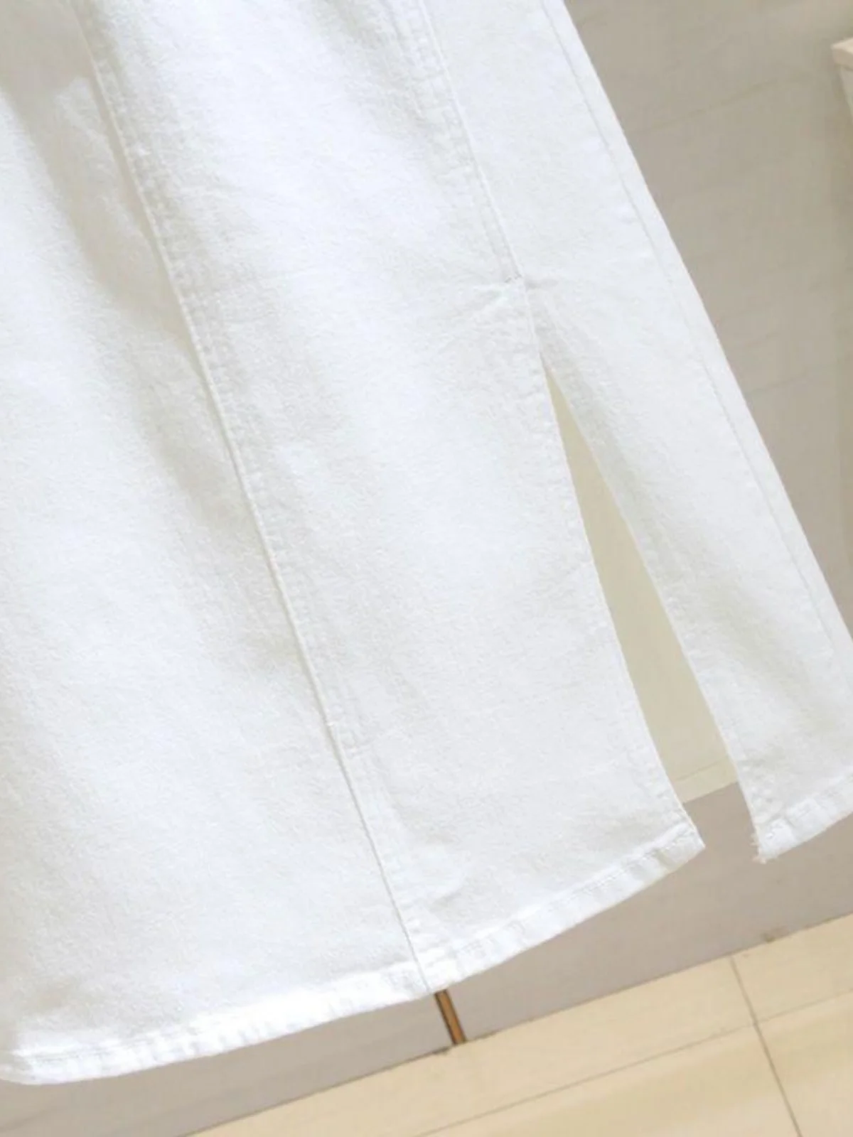 

Simple Mid-Length White Denim Skirt Women's New Versatile Spring Autumn Split A-Line Bodycon Skirt Casual High Waist