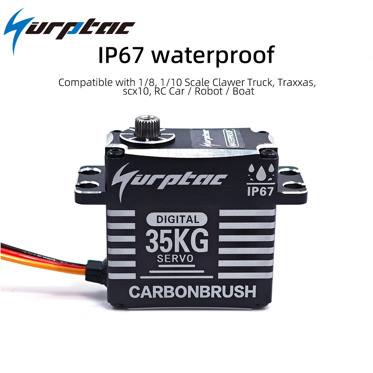 35KG IP67 Waterproof Full Metal 180/270/360 Degree Large Torque Digital Servos Steel Gears 25T Arm For RC Car Helicopter