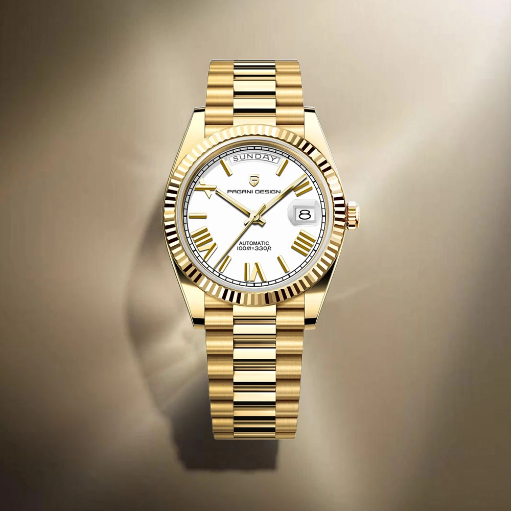 

Новые мужские часы PAGANI DESIGN DD36 2026 года, золотые, люксовые, автоматические, механические, водонепроницаемые, с сапфировым стеклом AR и датой