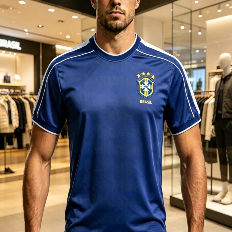 2026 Sommer Neue Bestseller Brasilien Kurzarm-T-Shirts Y2K Bequeme Atmungsaktive Sport-Fußballtrikots Familien-Kinder-Tees
