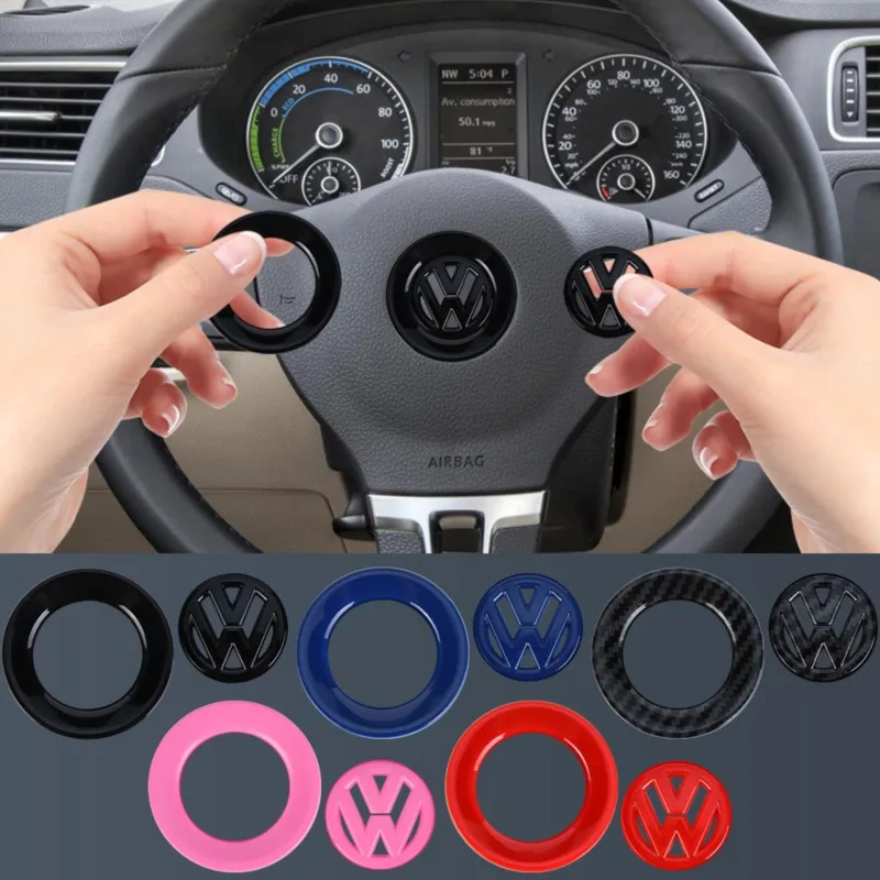 Car Carbon Fiber Steering Wheel Decpration Ring Trim Cover Sticker Interior Decoration For Volkswagen VW Golf 6 CC GTI GTD Rline