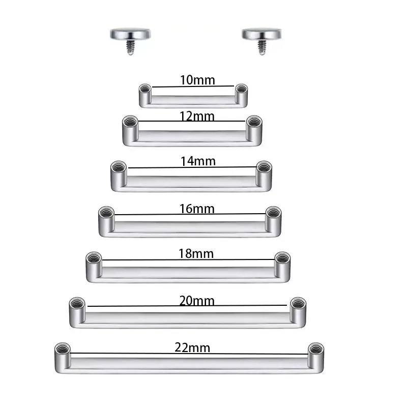 G23 Titanium Flat Disc Design Internally Threaded 90 Degree Surface Barbell Surface Piercing  Body Jewelry