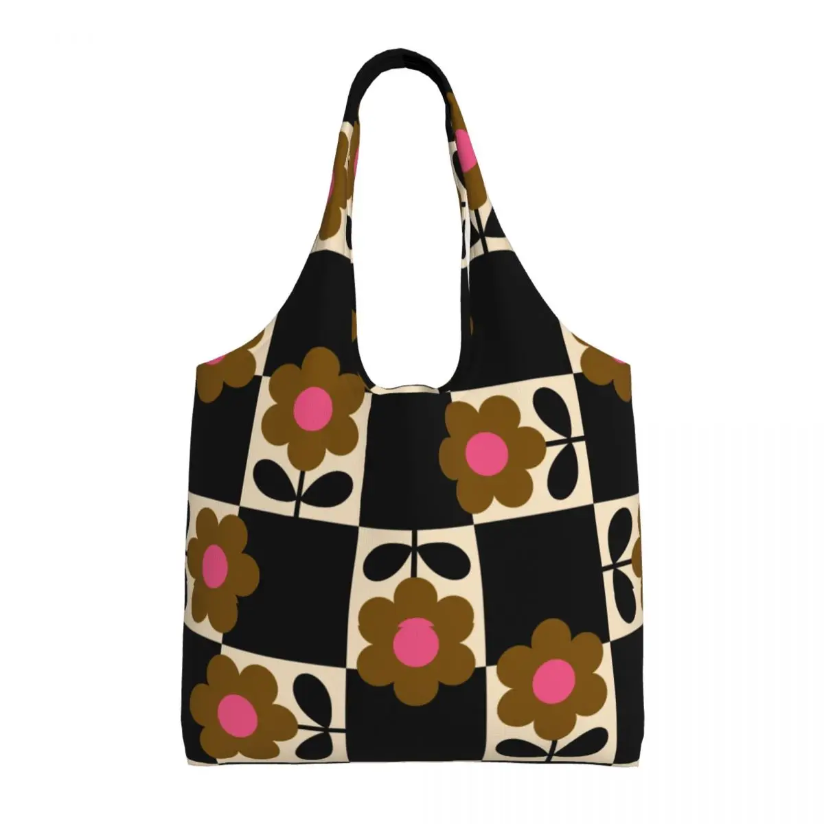 Custom Reusable The Flower Pot Chestnut Print Shopping Bag Women Canvas Shoulder Tote Bag Washable Grocery Shopper Bags