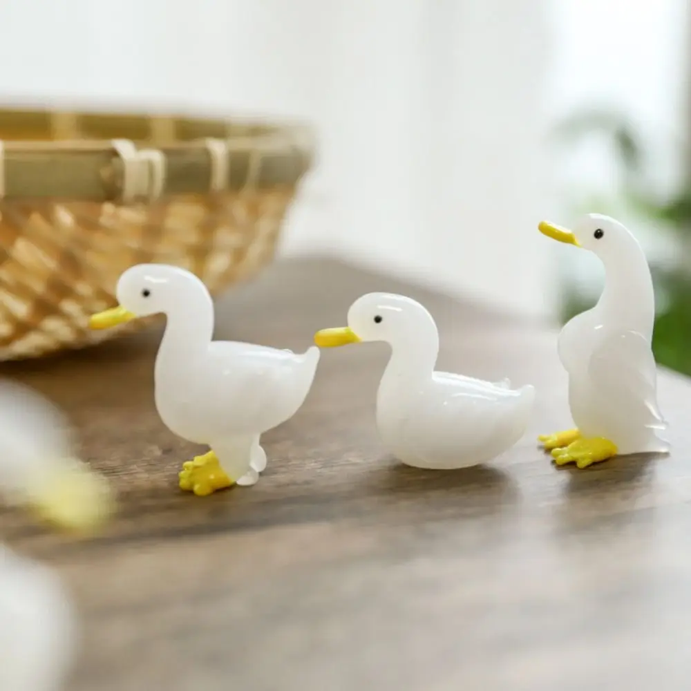 1 pcs Creative Kid Toy Home Decor Gift Glass Ducks Glass Crafts Small Duck Statues Desktop Ornaments Duck Figurines