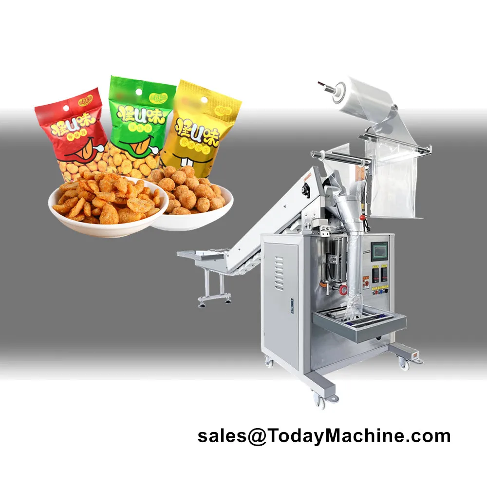 Máquina automática de embalagem de batatas fritas com saco de balde de corrente vertical