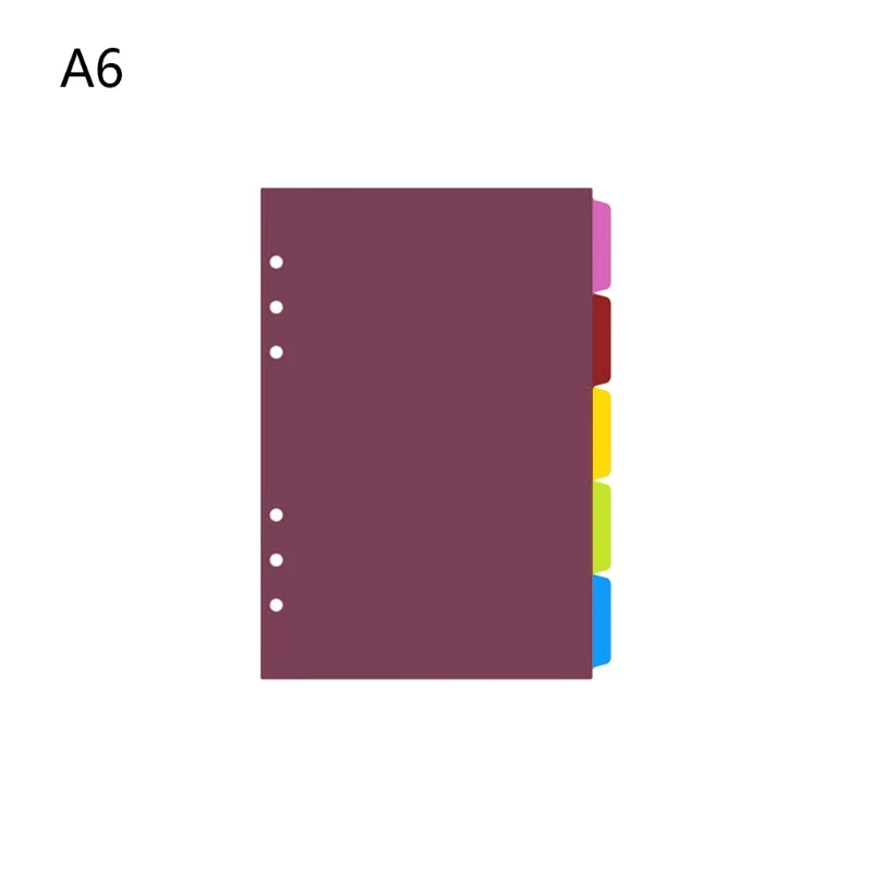 6 Ring Sturdy Loose Leaf Dividers Page Tabs for Classification Sortment 5 Pack