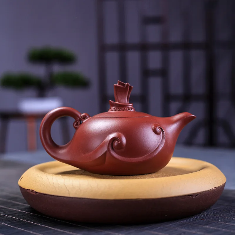 Yixing Genuine Dahongpao Purple Clay Pot Hand lettering Smooth sailing Teapot Chinese Kung Fu tea set gift pot  210cc