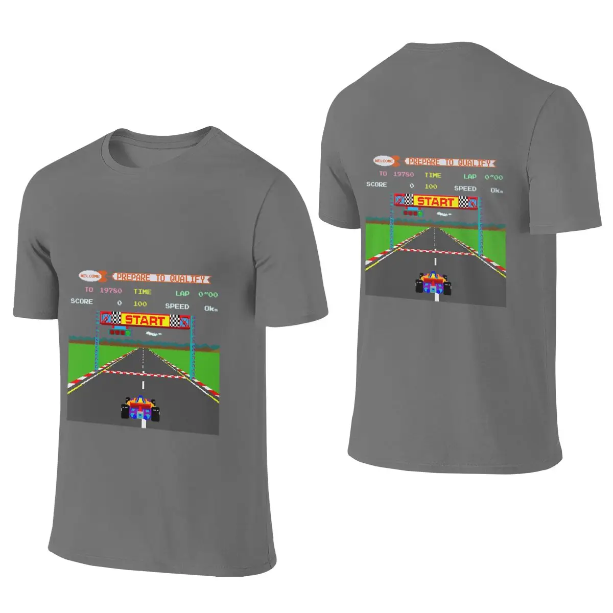 Pole Position Retro Gaming Unisex Reversible T-shirt Japanese Style Lazy Atmosphere Basic Tee