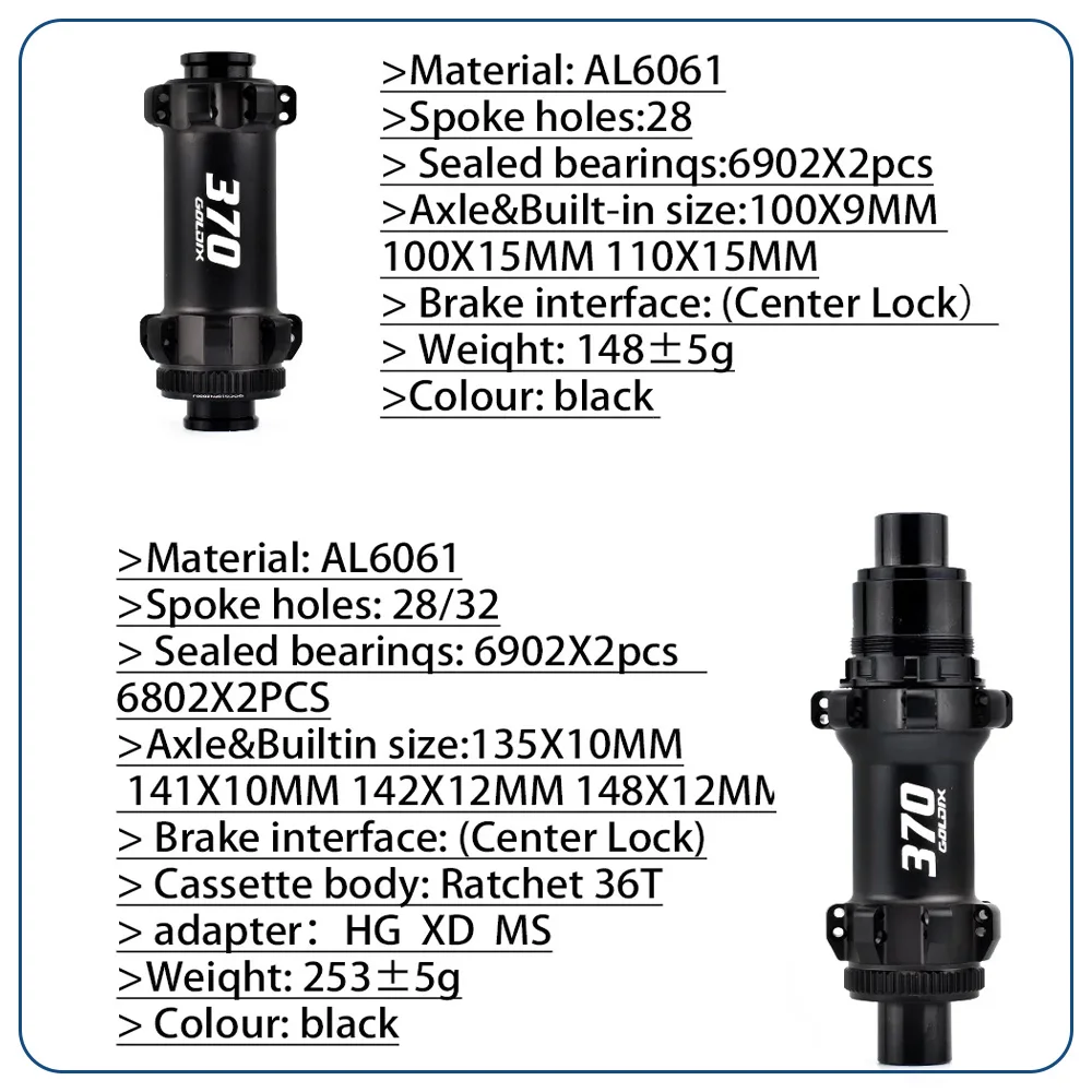 M370 Ratchet 36t Bicycle Hub Mtb 28 Hole for Shimano HG XD MS Hub Pull Spoke Center Lock Brake Mountain Bike Bearing Hub