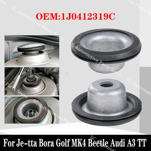 2 piezas 1J 0412319 C para Audi VW Golf Bora Jetta Beetle tapa de puntal delantero límite parada frontal menos cubierta superior de hierro cubierta antipolvo bandeja