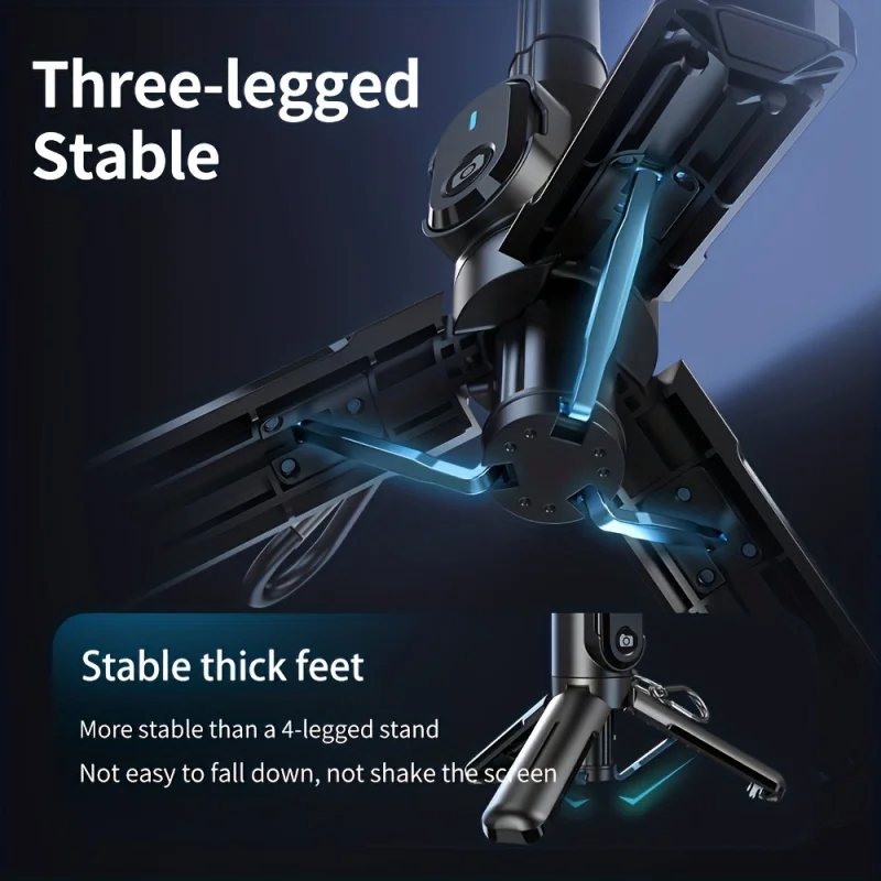 مثبت رأس ثلاثي القوائم محمول باليد (محور واحد) ينطبق على الهواتف الذكية. يأتي مع حامل ثلاثي القوائم لعصا سيلفي، متوافق مع iPhone و