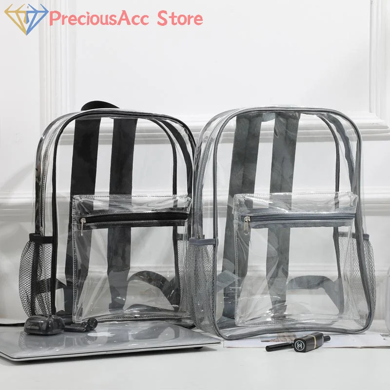 Transparent PVC Backpack Waterproof Clear Shoulder Bag Large Capacity For Travel Fitness Daily Use