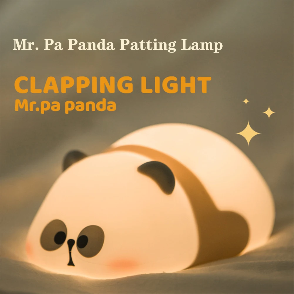 Panda-silicone luz noturna, lâmpada bonito animal, recarregável, sensor de toque, dimmable, lâmpada de cabeceira, quarto do bebê