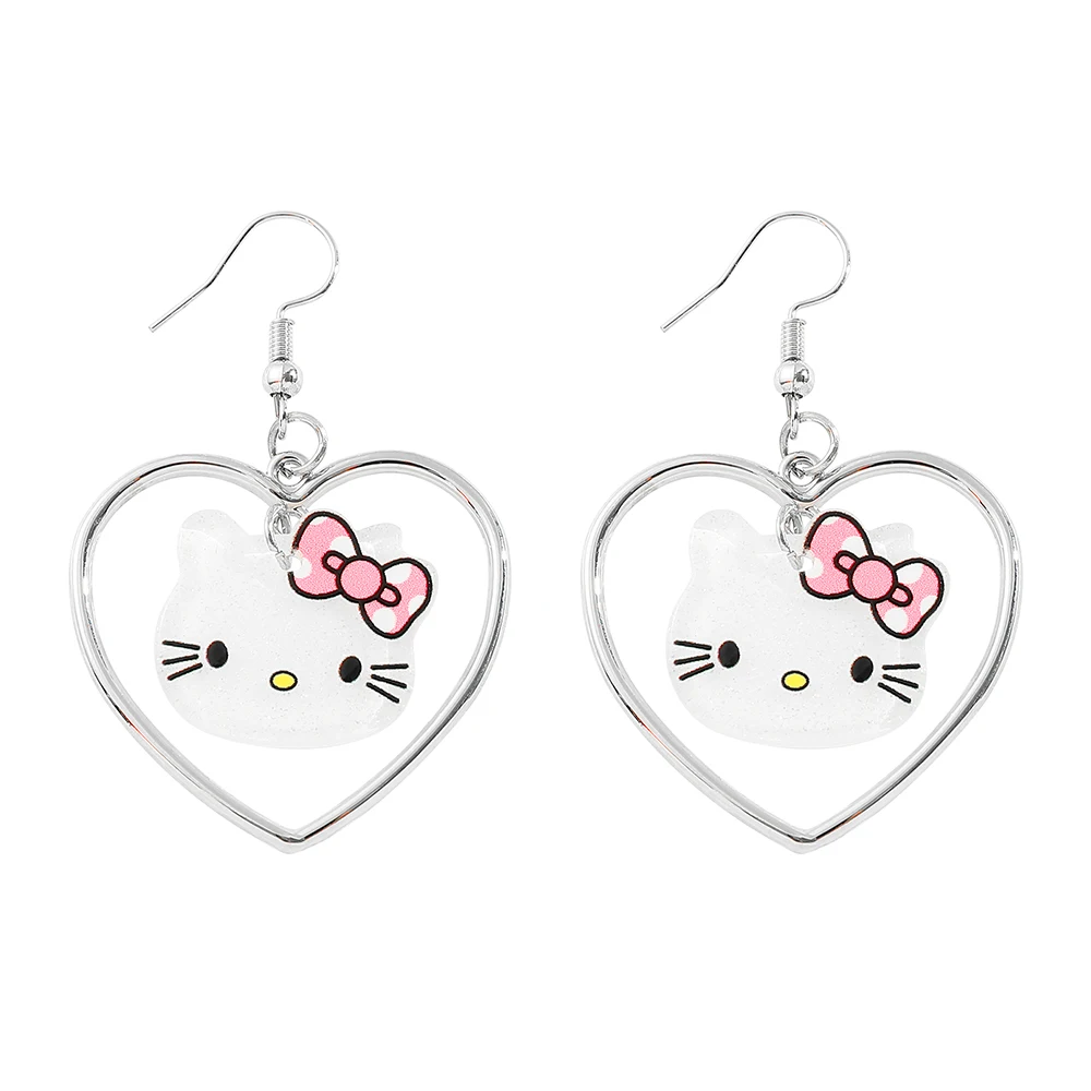 

Sanrio Hello Kitty Heart Earrings Cute Hollow Out Stud Earrings for Women Girls Perfect Birthday Friendship Jewelry Gift