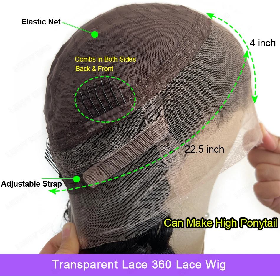 180 densità 360 parrucca frontale in pizzo onda crespa capelli umani Pre pizzicati brasiliani Yaki ondulati HD parrucca anteriore in pizzo trasparente