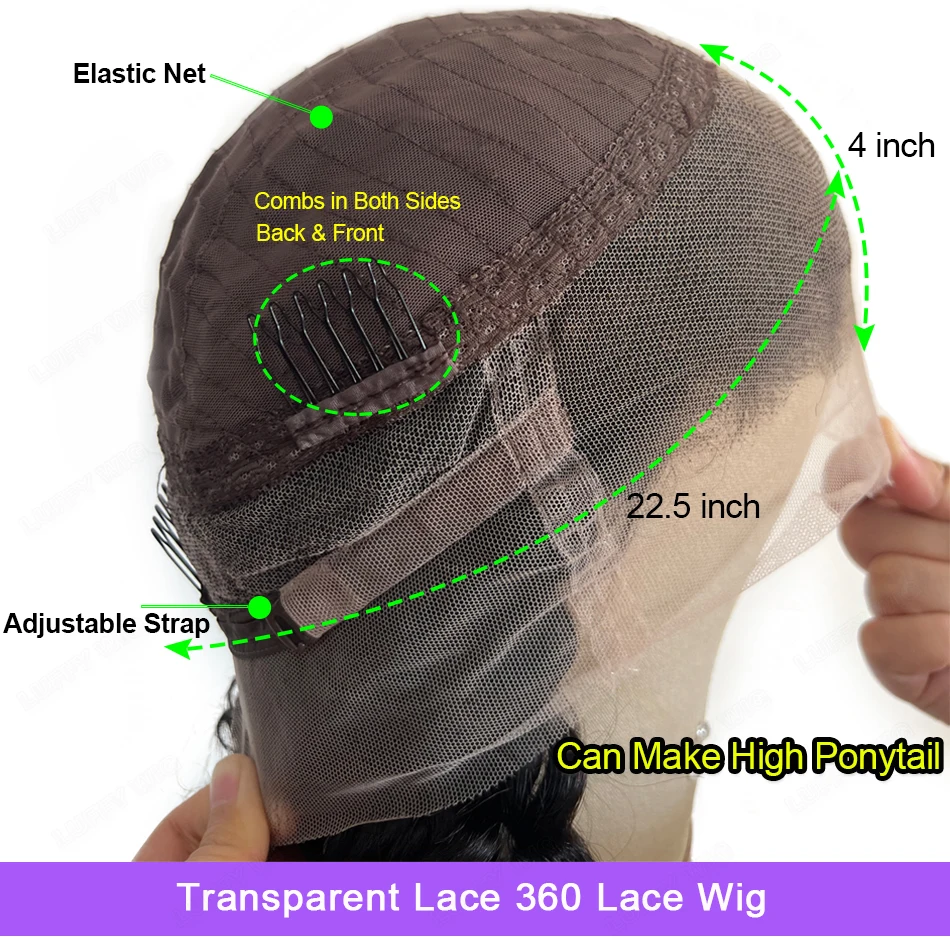 180 dichte 360 Spitze Frontal Perücke Verworrene Welle Menschliches Haar Vor Gezupft Brazilian Yaki Wellig HD Transparent Spitze Vorne Luffywig