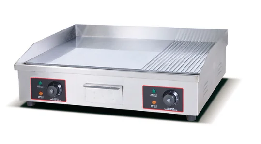 SANYING Stainless Steel Commercial Use Desktop Electric 2/3 Flat 1/3 Grooved Griddle