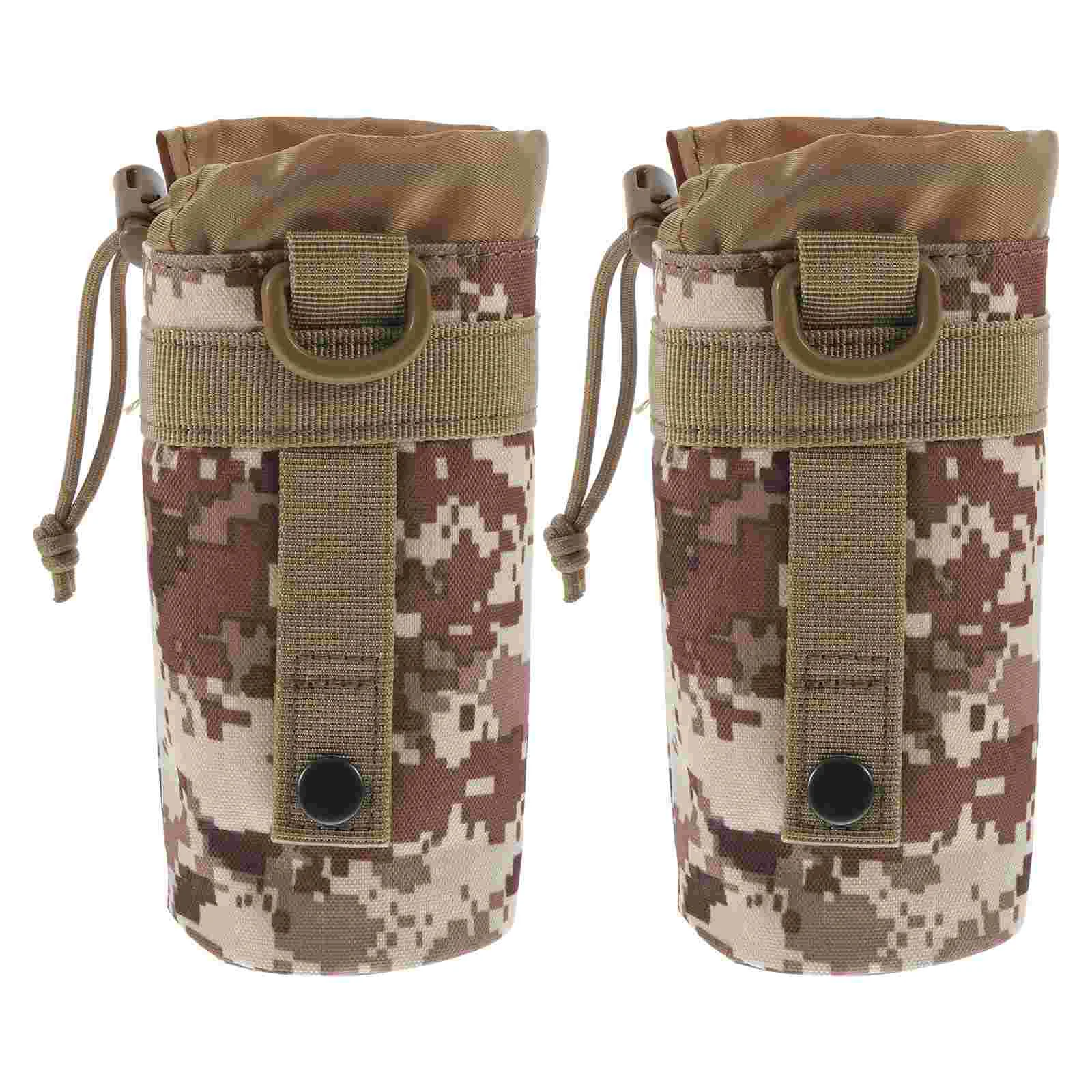 2 Pcs Camouflage Water Bottle Thermal Bag Pouch Holder for Outdoor Carrier Travel