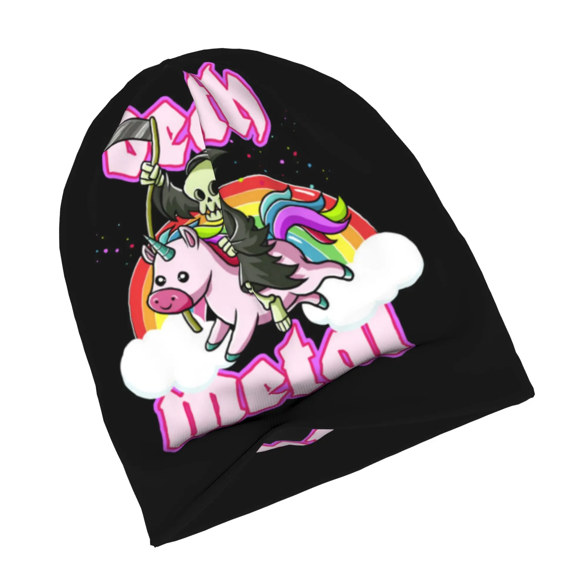 Grim Reaper Rides Unicorn D-Death Music M-Meta Rocker Skullies Beanies Caps Warm Knitting Hat Cool Adult Bonnet Hats Ski Cap