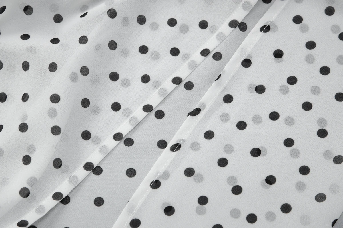 Hugcitar Polka Dot Print 2-teiliges Set mit langen Ärmeln, Schleife, sexy Crop-Top, Schlitz-Maxirock, durchsichtiges Mode-Outfit für den Strandurlaub – Detail 11