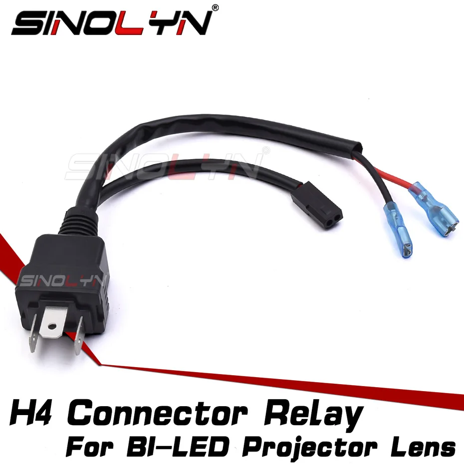 Sinolyn 12V 24V H4 Socket Connector Relay Wire For LED Bulb Lamps Bi LED Projector Lenses Lights For H4 Wiring Car Accessories