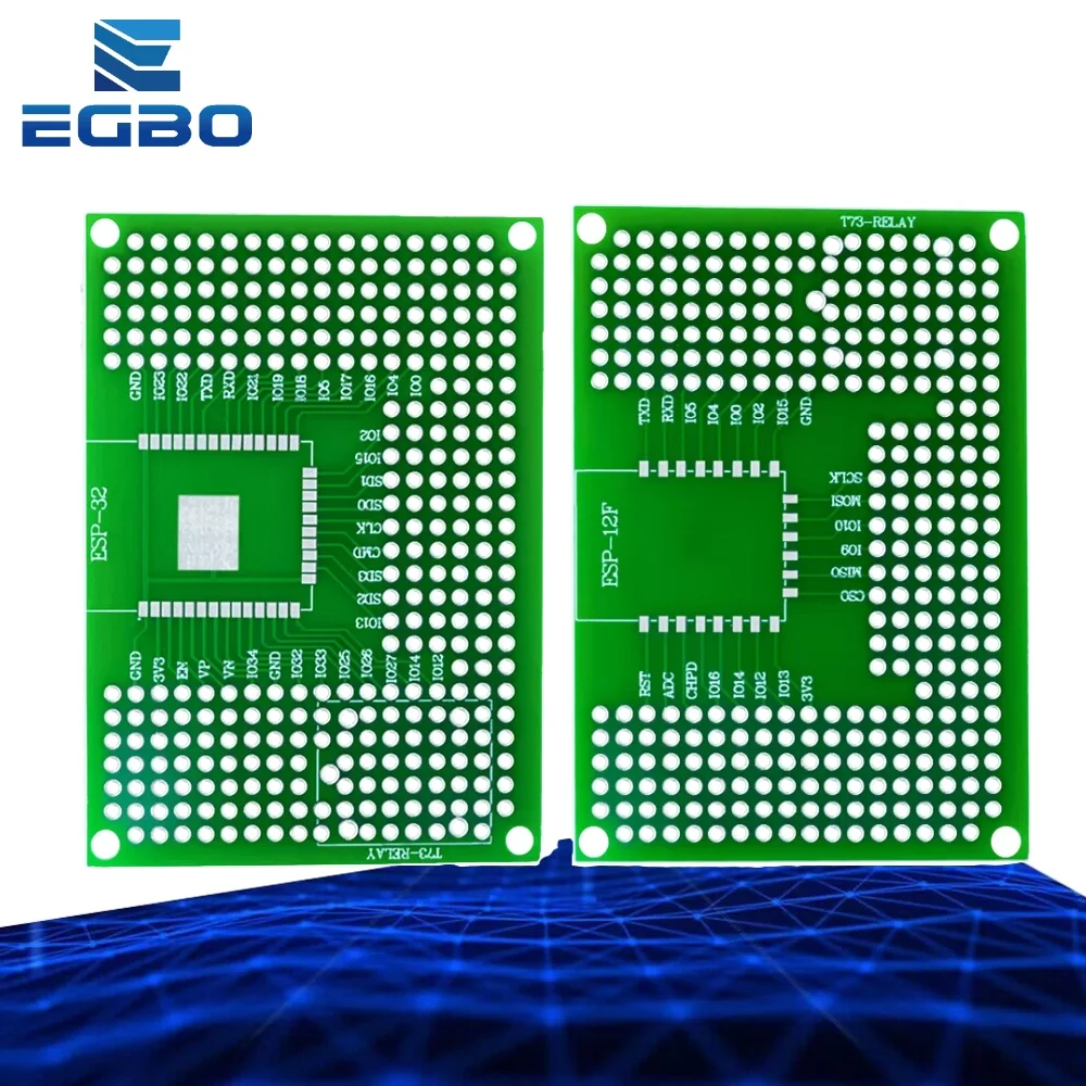 Universal 50x70mm Double-Sided Protoshield Breadboard Stable for ESP8266 (ESP-12F/12E) and ESP32/ESP32S Development