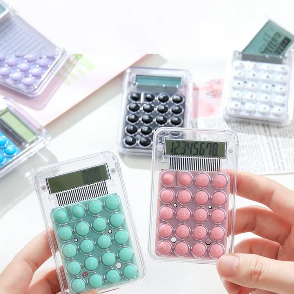 Mini Calculator Candy Color Pocket Math Aid Portable 8 Digit Display Stationery For Student Office Supplies
