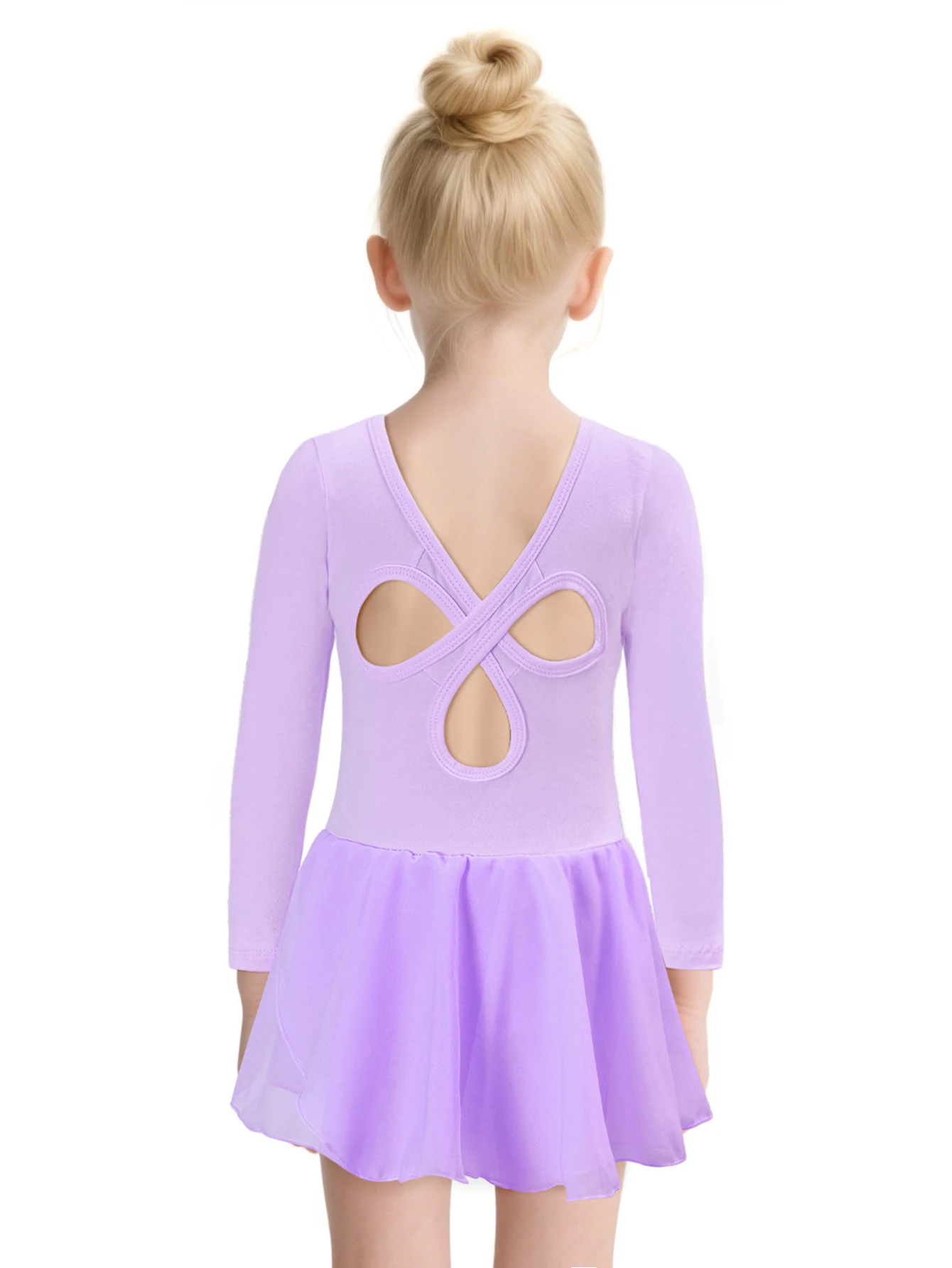 Body da balletto a maniche lunghe per ragazze Body da ballo per bambini con gonna tutù Abito da ballerina ginnastica