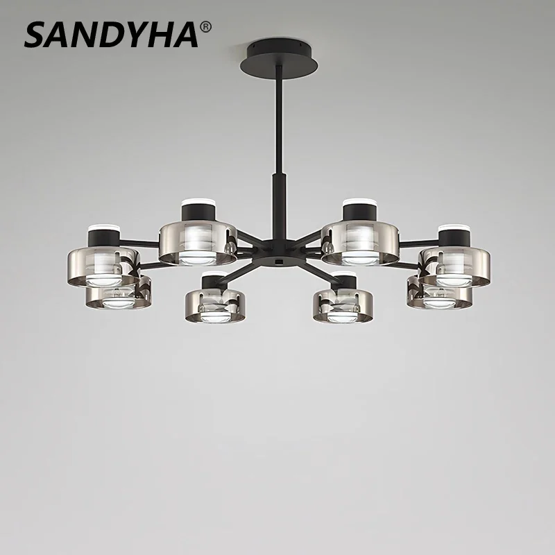 

Contemporary Creative Minimalism Glass Chandelier Lighting Living Room Bedroom Copper Pendant Light Home Decor Lustre Fixture