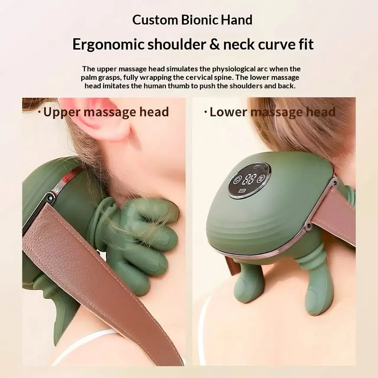 LCD Display Neck Shoulder Massager Simulated Hand Kneading Cervical Spine Massager Relax Trapezius Muscle Full Body Massage