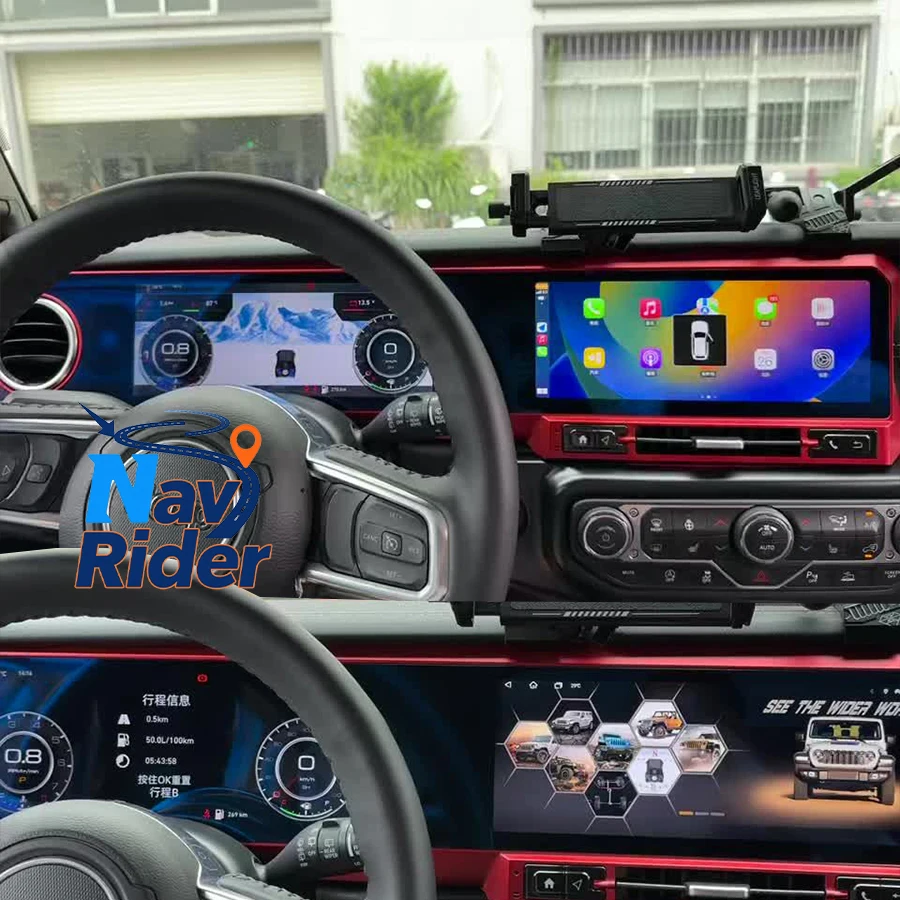 

For Jeep Wrangler 2018-2022 LCD Android Video Player Navigation Dual Screen Stereo Auto Car Radio Multimedia 24.6inch Carplay