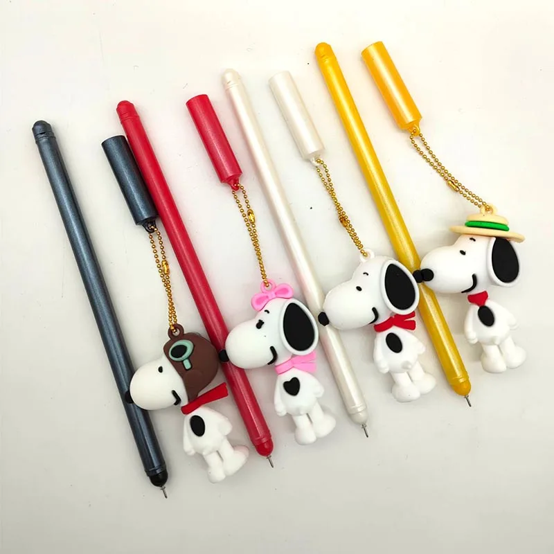 20pcs/lot Creative Snoopy Pendant Gel Pen Cute 0.5mm Black ink Neutral Pens Promotional Gift Office School Supplies