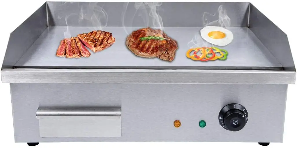 Griddle, 3000W 21.6'' Commercial Heavy Duty Restaurant Tabletop Flat Top Grill Machine Adjustable Temperature Control with US Pl