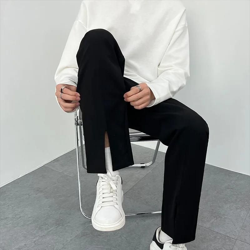 

Summer Wind Loose Men's Casual Pants Drapey West Design Split Straight Leg Tailored Trousers Youthful Vitali Sle All Seasons