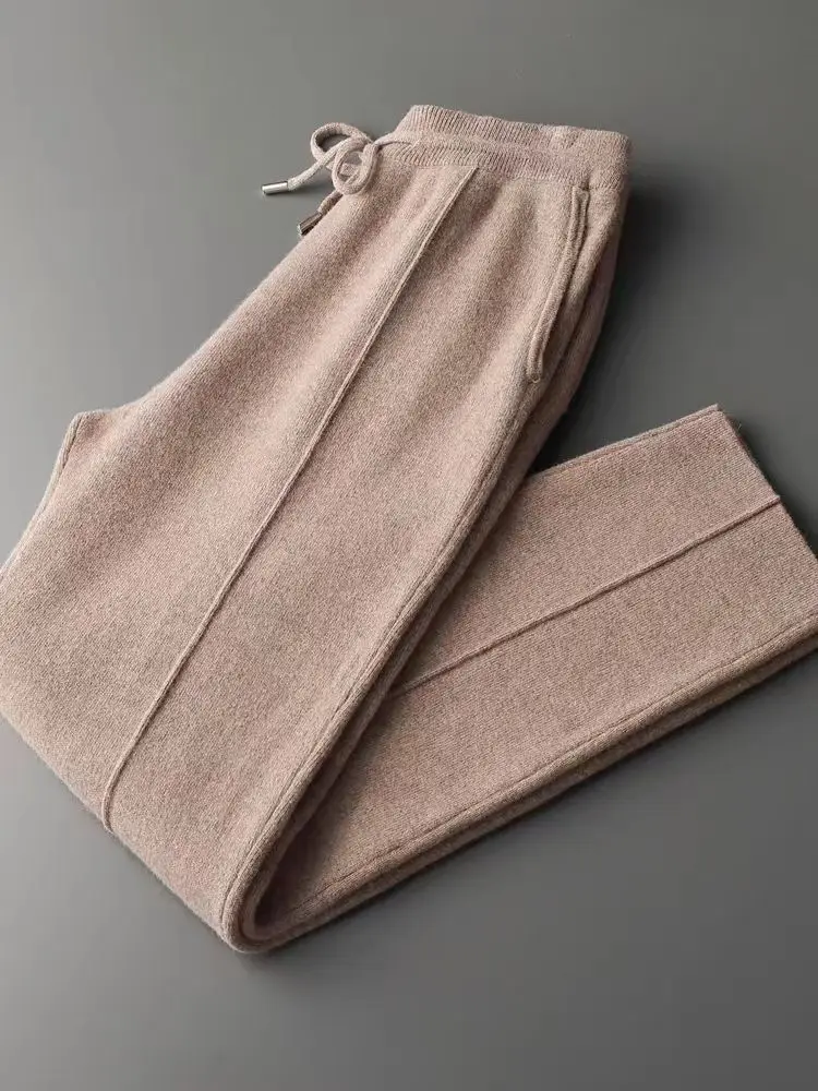 Pantalones occidentales de moda de otoño e invierno, pantalones de lana de alta calidad de Cachemira 100%, pantalones para hombre, ropa de punto para hombre