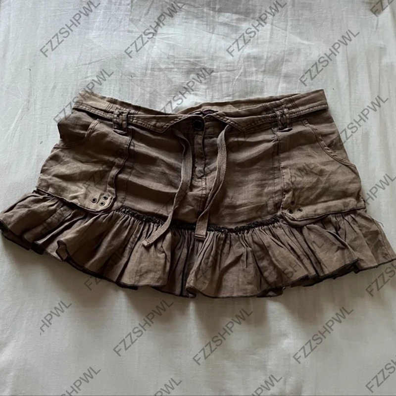 Falda estilo Y2K, grunge, gótica, punk, streetwear, retro americana, minifalda, moda única, clásica, minimalista, estilo K-Pop, cintura baja.