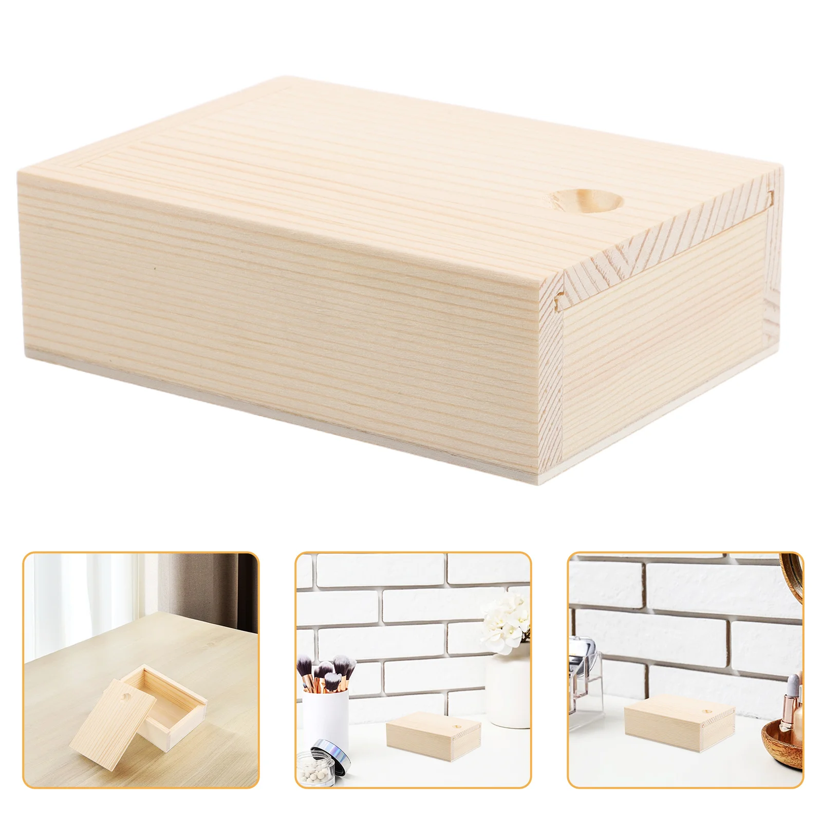 

Small Wooden Storage Box Multi-Functional Slide Lid Design for Cards Jewelry Keepsakes Space-Saving Desktop Organizer