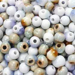 8mm Crackle Round Ceramic Beads 50/100Pcs Colorful Ceramic Loose Beads For Jewelry Making DIY Pendant Necklace Earrings Bracelet