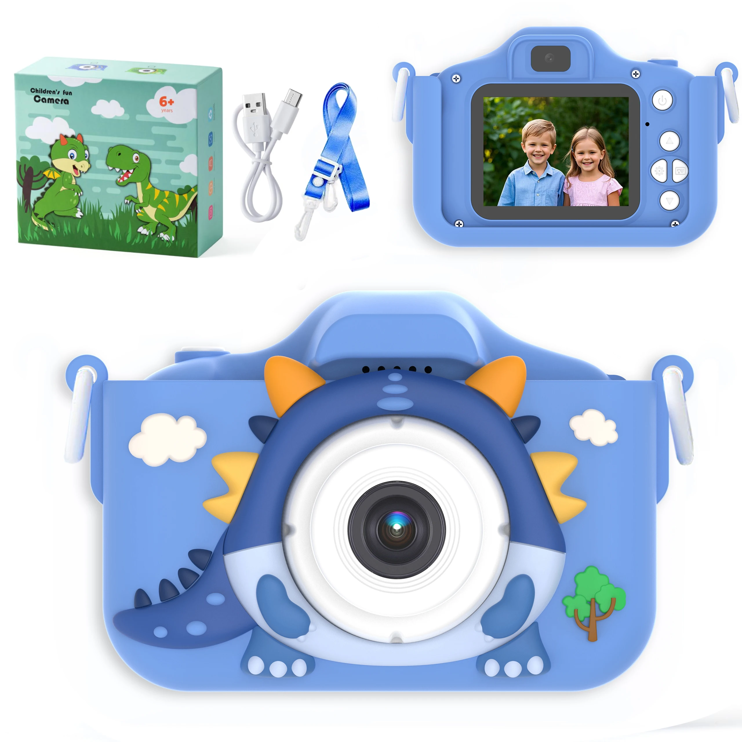 デュアルフロントカメラとリアカメラを搭載したキッズカメラ 48MP 1080p HD デュアルフロントカメラとリアカメラ、5つの教育ゲーム クリスマス、ハロウィン