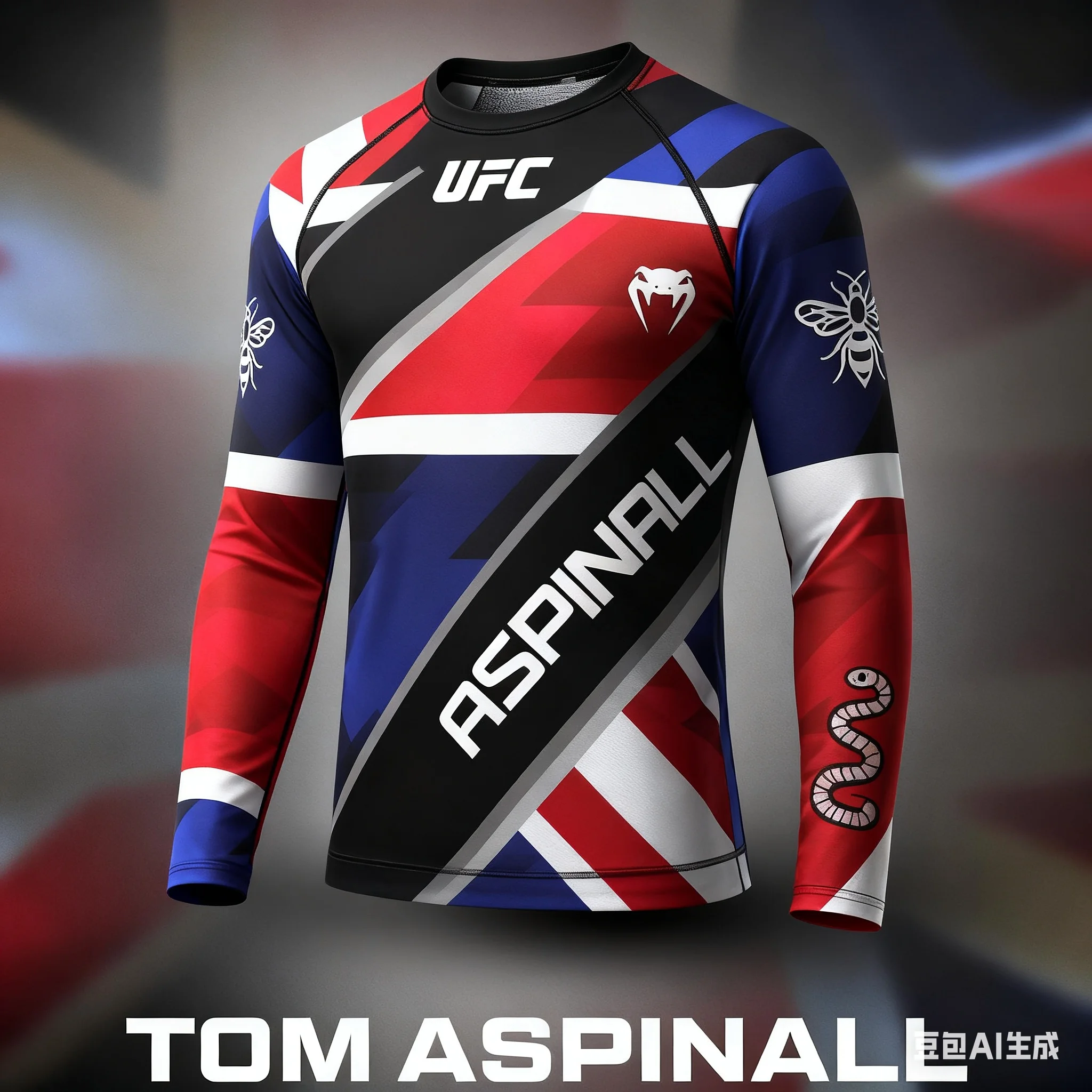 الخريف/الشتاء جديد UFC Unrivaled الأزرق توم Aspinall الملاكمة البلوز MMA # 321 أكمام طويلة كبيرة الحجم قابلة للتنفس وسريعة الجفاف للرجال #1