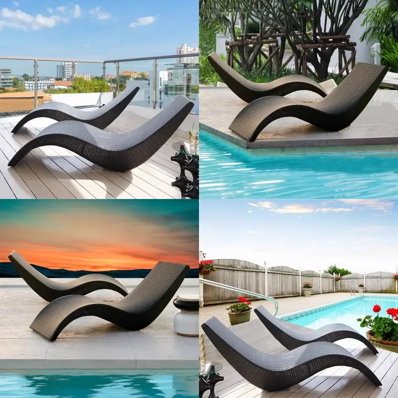 Wholesale Rattan Moon Chair Portable Waterproof Sunproof Outdoor Furniture Modern Design Durable for Villa Garden Poolside