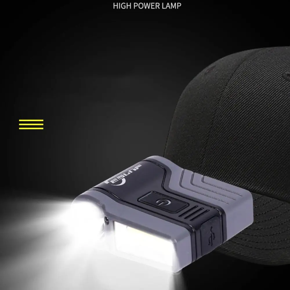 Plastic LED Fishing Headlamp Black Orange Red 15cm Smart Sensor Cap Clip Light Waterproof USB Rechargeable Camping Headlight