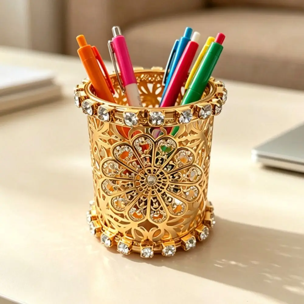 No-slip Hollow Out Pen Holder Luxury Iron Kitchen Utensil Rack Butterfly Multifunctional Desk Stationery Organizer Desktop Use