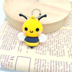 Cartoon Bee Keychain Creative Pvc Animal Knitted Pattern Key Chain Children's Backpack Decoration Pendant