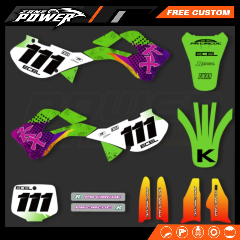

Графический комплект Powerzone, клейкие наклейки, наклейки для Kawasaki KX125 KX250 KX125 KX 250 1999 2000 2001 2002